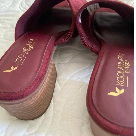 Koolaburra By Ugg W 7 Raychel Leather Sandals Maroon casual minimal - Picture 7 of 8